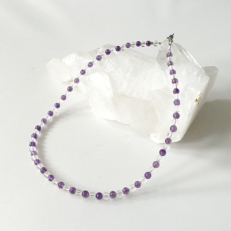 Gyermek lánc ametiszt - hegyikristály  4 mm