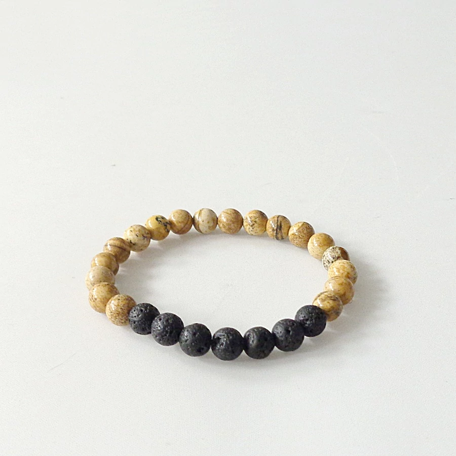 Gyermek képjáspis - lávakő karkötő