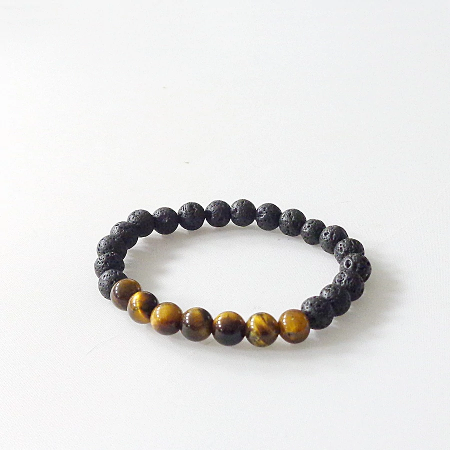 Gyermek lávakő - tigrisszem karkötő