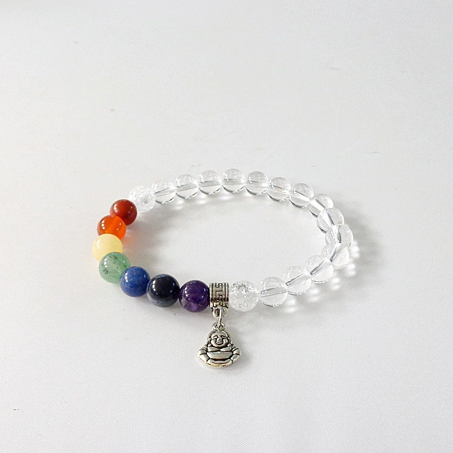 Hegyikristály csakra karkötő medálos 8 mm