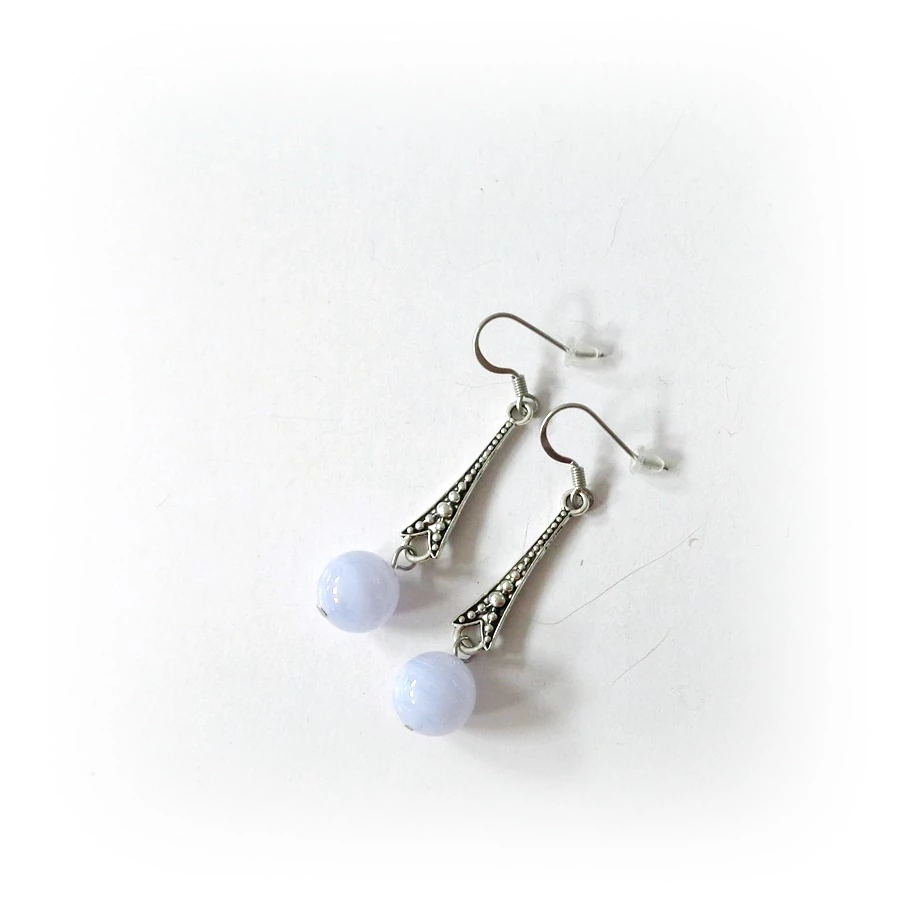 Kalcedon hosszú fülbevaló