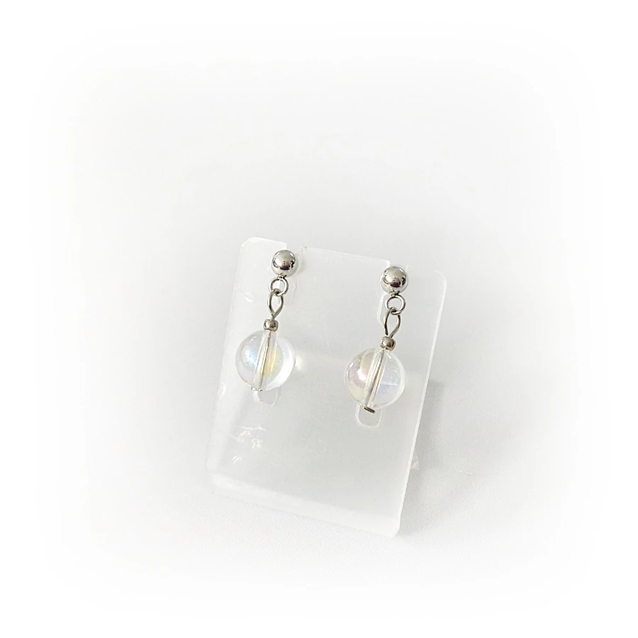 Hegyikristály aurakvarcos 1 golyós fülbevaló