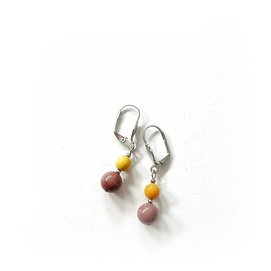 Mokait jáspis 2 golyós fülbevaló