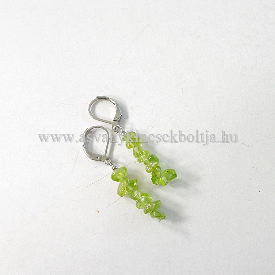 Krizolit (olivin, peridot) szemcsés fülbevaló
