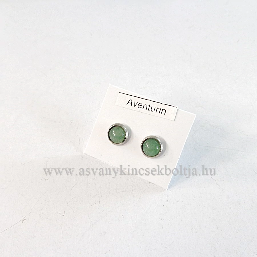 Aventurin pötty fülbevaló nemesacél foglalatban 6 mm