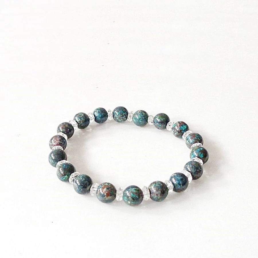 Krizokolla - hegyikristály karkötő 8 mm