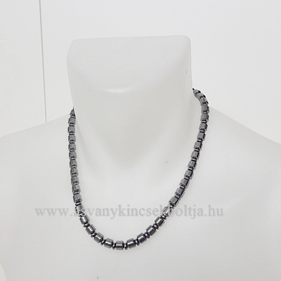 Férfi hematit nagyhordós lánc 50 cm