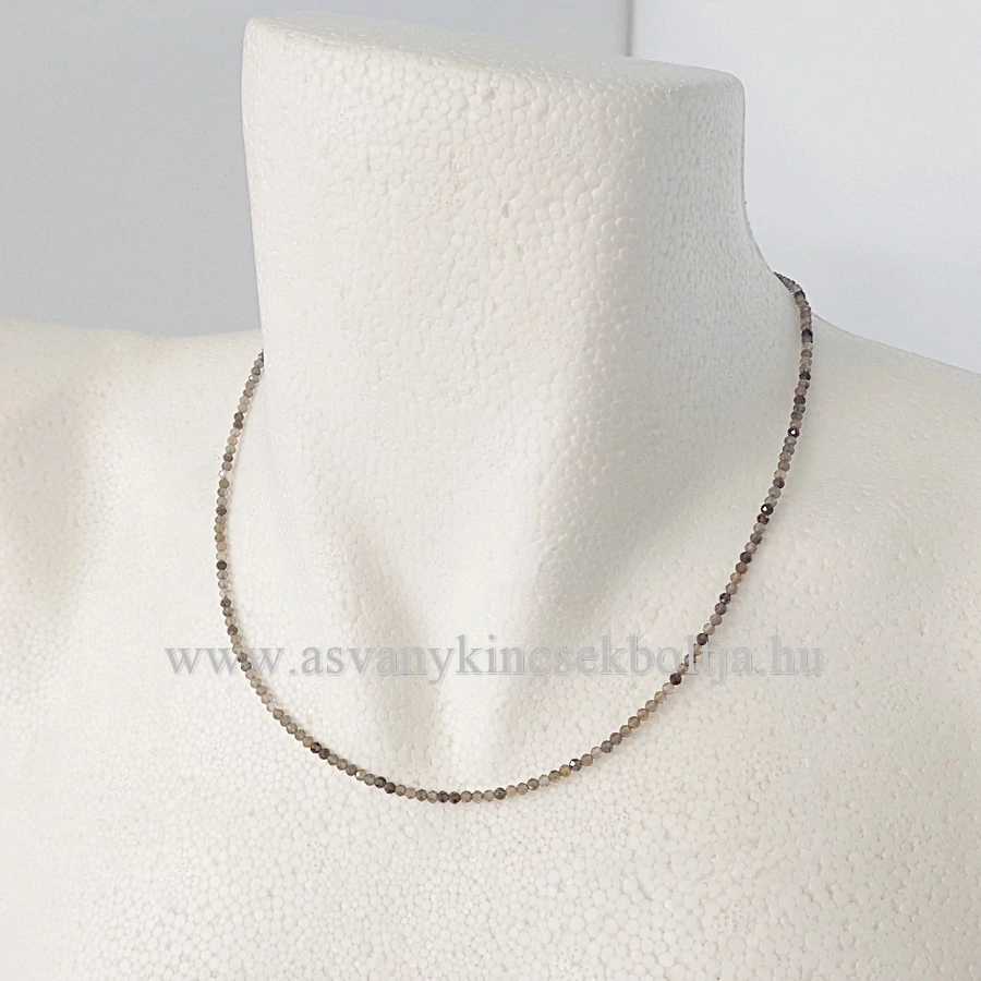 Fekete holdkő lánc 2 mm 42 cm