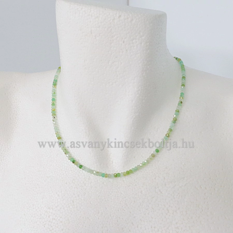 Krizopráz fazettált lánc 4x3 mm 43 cm