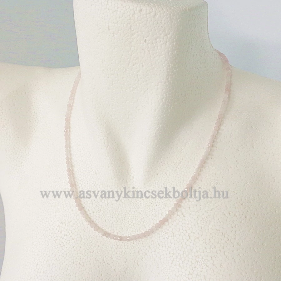 Rózsakvarc fazettált lánc 4 mm 50 cm