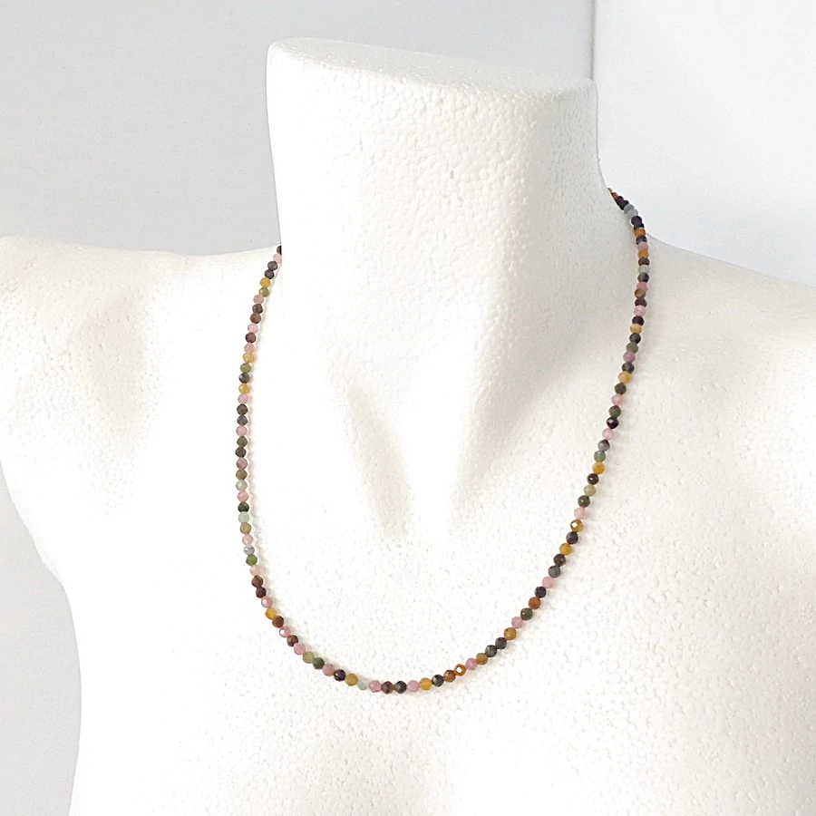Színes turmalin fazettált lánc 4 mm 50 cm