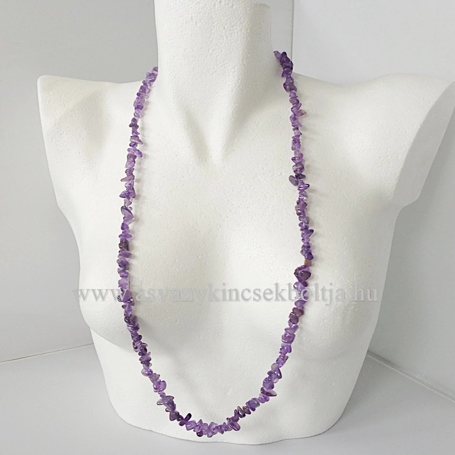 Ametiszt szemcsés lánc 88 cm